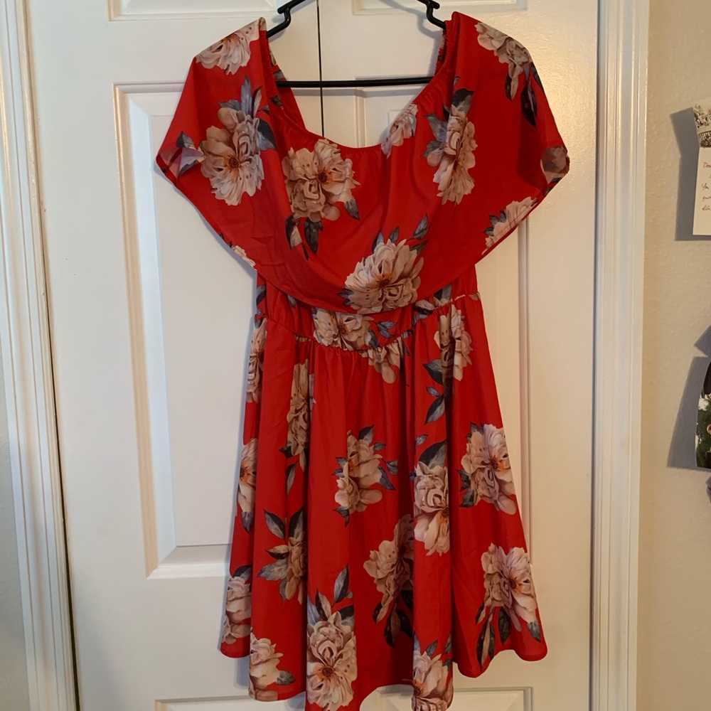 Off shoulder tropical dress